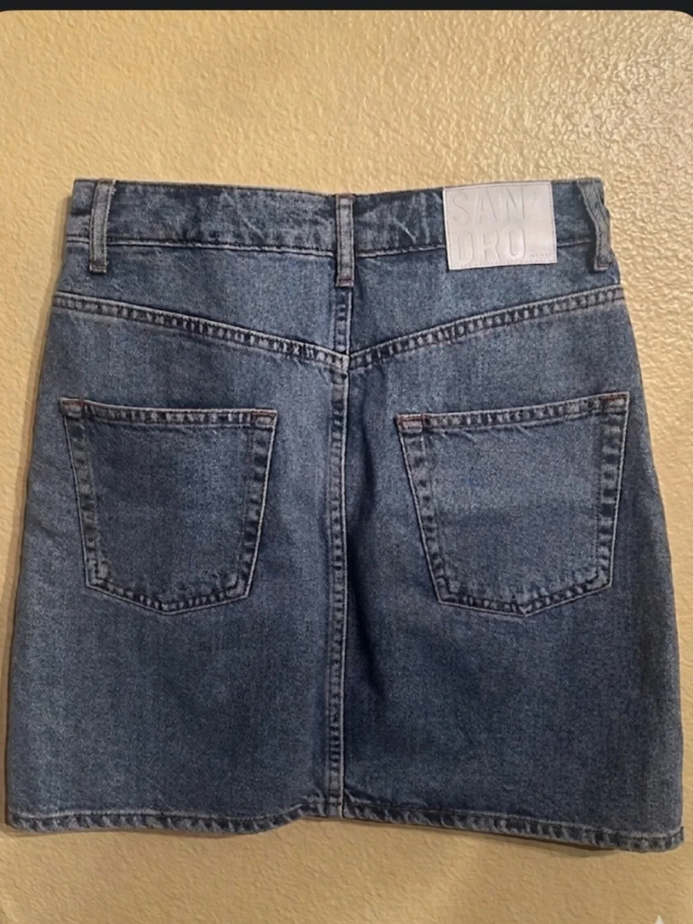 Sandro Metallic Silver & Denim Mini Skirt Size Small (1) Excellent Condition! - Picture 7 of 12